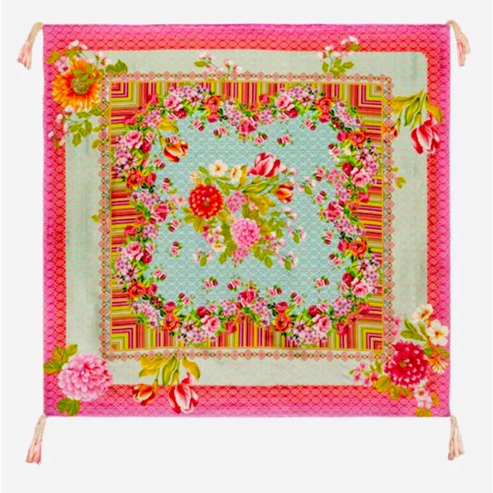 Johnny Was Floral Pink Turquoise Square Scarf